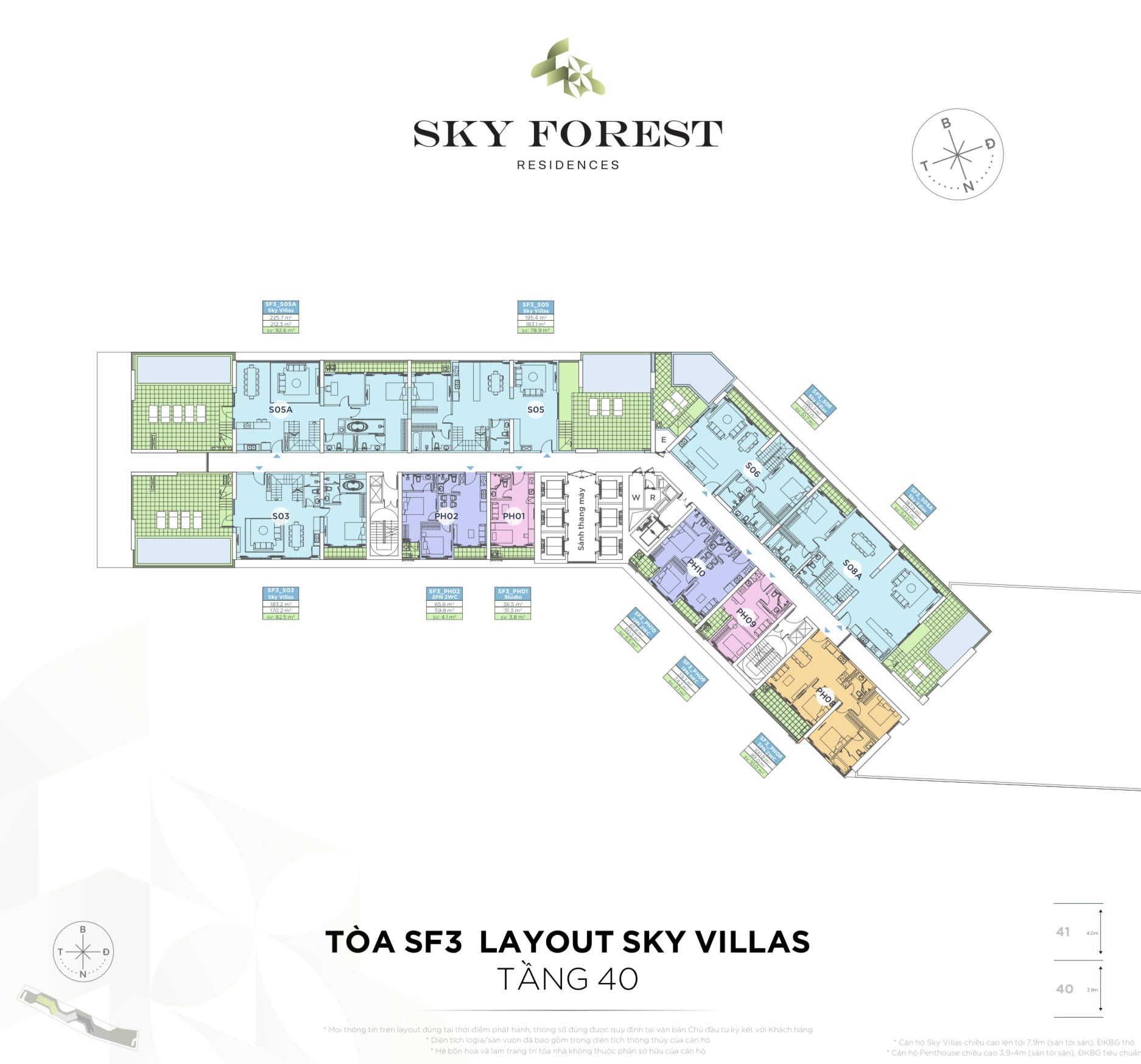 Mặt bằng Penthouse tầng 40 Sky Forest